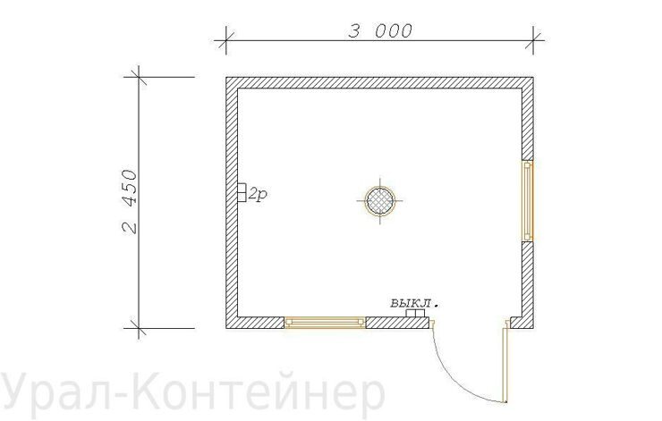 Офисная бытовка 3000*2450*2500 мм. (ПР 100 мм)