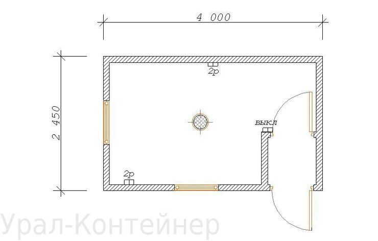 Автономный туалет 4000*2450*2500 мм. (ПР 100 мм)