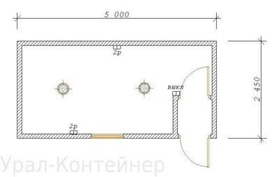 Бытовка с тамбуром 5000*2450*2500 мм. (50 мм)