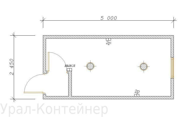 Бытовка с тамбуром 5000*2450*2500 мм. (100 мм)