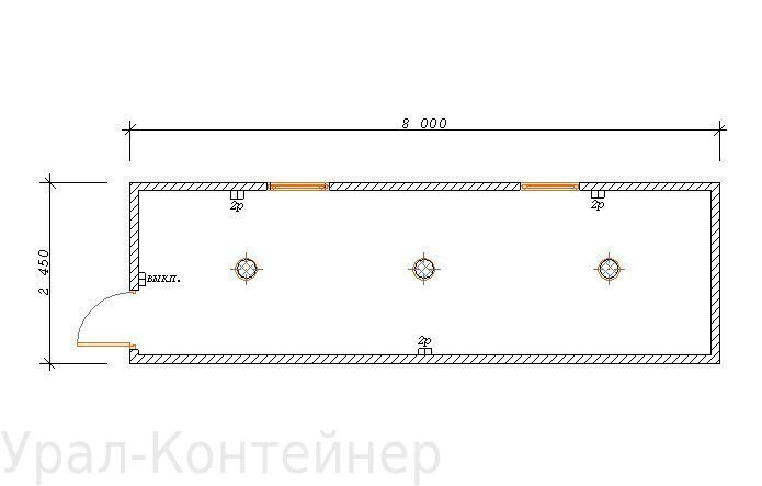 Бытовка без перегородок 8000*2450*2500 мм. (100 мм)