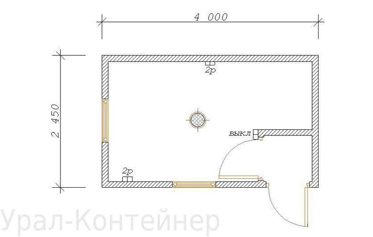 Туалет бытовка 4000*2450*2500 мм. (ПР 100 мм)