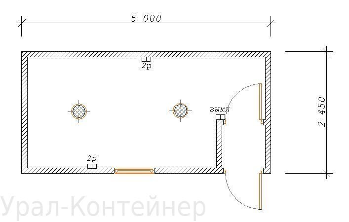 Бытовка стандарт с тамбуром 5000*2450*2500 мм. (100 мм)