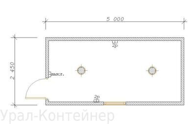 Бытовка без перегородок 5000*2450*2500 мм. (50 мм)