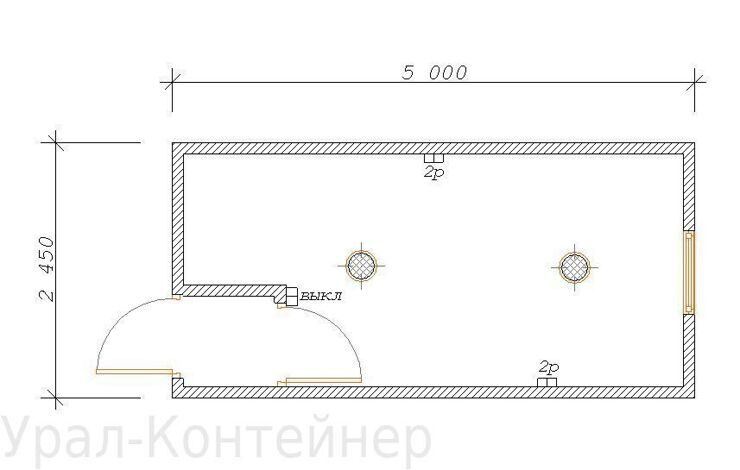 Строительная бытовка с тамбуром 5000*2450*2500 мм. (100 мм)