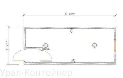 Вагончик для жилья 6000*2450*2500 мм. (ПР 100 мм)