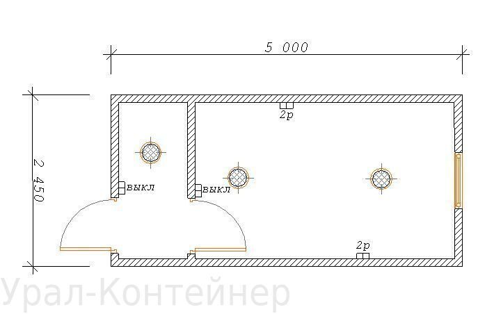 Вагончик бытовка с тамбуром 5000*2450*2500 мм. (100 мм)